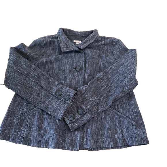 J.Jill Textured Button Front Jacket Gray and Blue Size XS Scandi Girl Stockholm - Picture 5 of 9